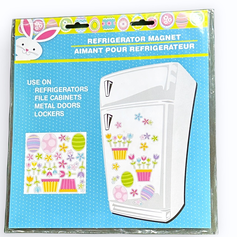 Refrigerator Magnet Set Flowers & Decorated Easter Eggs ~ One Unopened Package